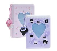 Lot de 2 albums de cartes photo, mini album photo Kpop, 7,6 cm, classeur de cartes photo creux en forme de cœur, mini porte-cartes photo à collectionner avec pendentif, porte-clés à faire soi-même, 40