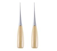 Lot de 2 alênes à coudre en cuir de 12 cm avec poignée en bois - Poinçon percable - Poinçon de couture - Poinçon de couture - Alêne de couture pour couture - Outils de réparation faits à la main