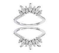 Lot de 2 alliances incurvées en argent sterling 925 et oxyde de zirconium - Empilables et réglables, Adjustable, Cristal, Zircone cubique