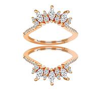 Lot de 2 alliances incurvées en argent sterling 925 et oxyde de zirconium - Empilables et réglables, Adjustable, Cristal, Zircone cubique