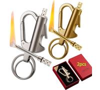 Lot de 2 allumettes permanentes, Porte-clés en métal, briquets à Silex, allumettes for Camping en Plein air, Survie d'urgence(Silver+Gold)