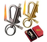 Lot de 2 allumettes permanentes, Porte-clés en métal, briquets à Silex, allumettes for Camping en Plein air, Survie d'urgence(Black+Gold)