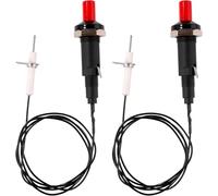 Lot de 2 allumeurs piézoélectriques de rechange - Électrode d'allumage de grille à bouton poussoir - Compatible avec cheminée à gaz, four et chauffage - Base en céramique filetée en métal - Noir