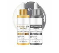 Lot de 2 ampoules « Black & White Rice Peel Shot Glow », sérum hydratant et éclaircissant pour le visage et le corps, tonique exfoliant doux, réducteur de pores, éliminateur de cellules mortes