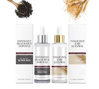 Lot de 2 ampoules Glow Rice Exfoliant à l'Essence de Riz Blanc Noir Élimine les points noirs et les cellules mortes de la peau du corps Ampoule exfoliante au riz blanc pour tous les