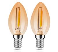 Lot de 2 ampoules LED E14, C7 0,6 W à filament vintage, blanc chaud | Ambre 2200 K, petite vis Edison E14, veilleuse SES pour lampe de sel, non compatible avec variateur d'intensité