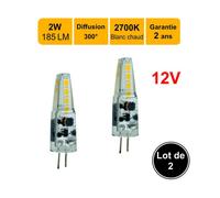 Lot de 2 ampoules LED G4 12V 2W capsule (equiv. 19W) 185Lm 2700K - garantie 2 ans