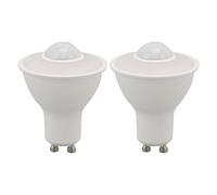 Lot de 2 Ampoules LED GU10 5W Avec Detecteur de Mouvement, Équivalent à Incandescence de 50W, Marche/Arrêt Automatique, Ampoules d'éclairage de Sécurité pour Balcon Escaliers Garage Couloir