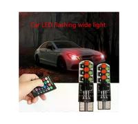 Lot de 2 ampoules LED T10 W5W RGB avec télécommande, 12 puces COB, coque en silicone, flash stroboscopique,