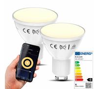 Lot de 2 ampoules LED WiFi connectées GU10 Smart Home App & Voice contrôle 5,5W [EEK: G]