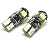 Lot de 2 Ampoules T10 W5W sans erreur 5 LED Canbus SMD 5050 - Feu de position / Plaque d'immatriculation / Veilleuse