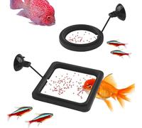 Lot de 2 anneaux d'alimentation pour poissons d'aquarium - Empêche les turbulences de l'eau de rincer la nourriture dans le filtre - Anneau flottant pratique pour guppys et autres petits poissons