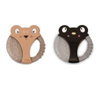 Filibabba Lot de 2 anneaux de dentition réfrigérables Pingouin et Cerf Beige et noir