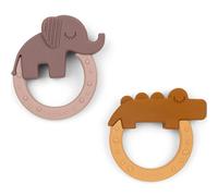 Done by Deer Anneaux de dentition Deer Friends - Lot de 2, moutarde et rose