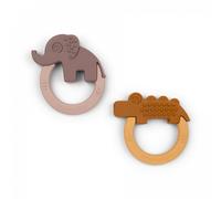 Done by Deer Anneaux de dentition Deer Friends - Lot de 2, moutarde et rose