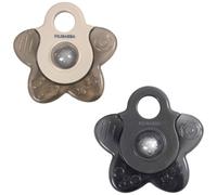 Filibabba® Anneaux de dentition réfrigérants 2-pack | Avec fonction de hochet | Anneau de dentition réfrigérant rempli d'eau | Massage de l'aide à la dentition bébé (Gris Mix)