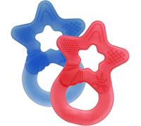 Lot De 2 Anneaux De Dentition-Jouet De Dentition Pour Bébé Et Enfant Dès 3 Mois-Anneaux De Massage Des Gencives En Forme D`Étoile-Made In Allemagne-Rouge & Bleu