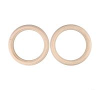 Lot de 2 anneaux de gymnastique en bois de bouleau massif for entraînement de force, sangles réglables for exercices d'entraînement en intérieur et en extérieur, poignée antidérapante(25mm 15.8cm)
