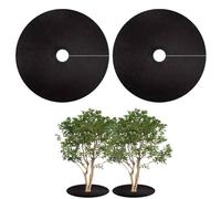 Lot de 2 anneaux de paillage non tissés pour arbre - Tapis de protection biodégradable et réutilisable pour l'aménagement paysager, le contrôle des mauvaises herbes et la protection des racines (2