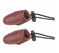 Lot de 2 anneaux de pouce en cuir pour la chasse à l'arc avec doigt pour protéger les gants de protection, en cuir de vachette, convient pour les deux mains (noir)