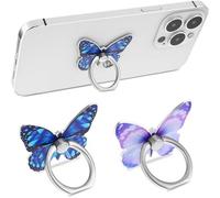 Lot De 2 Anneaux De Support De Téléphone Portable En Alliage De Zinc Avec Rotation À 360 ° - Motif Papillon - Béquille Universelle - Compatible Avec Tous Les Smartphones(Q412)