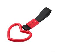 Lot de 2 anneaux électrostatiques à suspendre pour voiture - En forme de cœur - Pour pare-chocs arrière - Pour la plupart des véhicules - Nylon tressé et plastique - Argent + rouge - Noir + rouge