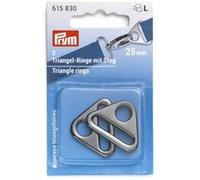 Prym Anneaux triangulaires avec barre 25 mm, alliage de zinc, gris