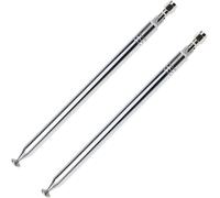 Lot De 2 Antennes Télescopiques 10 Sections 200-1200 Mm De Diamètre 10 Mm Dab Fm Antenne De Remplacement Pour Radio Tv Vhf/Uhf Système Sans Fil En Acier Inoxydable, Argent