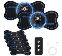 Lot de 2 appareils de massage Ems - Mini appareil de massage de la nuque - Electrapy - Portable - 8 modes - 19 niveaux - 5 coussinets de massage - 1 télécommande pour soulager la douleur des muscles