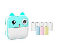 lot de 2 appareils photo instantanés pour enfants à impression thermique 1080P avec écran 2,4 pouces et 5 rouleaux de papier à impression thermique supplémentaires - CUTEPRINROLLS