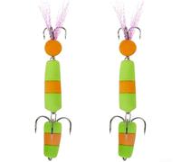 Lot de 2 appâts flottants pour pêche à la carpe avec 3 hameçons en acier à haute teneur en carbone, flottabilité en mousse EVA pour bar pour leurre CATFISH, leurre de rivière et lac (C)