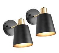 Lot de 2 appliques à piles sans câblage - Chargement à distance - Intensité variable - Pour chambre à coucher, miroir, salon - Couleur : noir