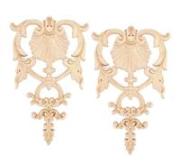 Lot de 2 appliques décoratives en bois pour porte de lit, décalcomanies sculptées en bois non peintes pour décoration murale, décoration d'armoire