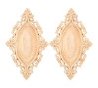 Lot de 2 appliques décoratives en bois sculptées en bois avec détails de sculpture clairs, décoration non peinte pour meubles, armoire, porte de lit