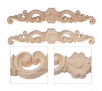 Lot de 2 appliques en bois sculpté pour meubles et maison, décoration de portes et murs avec motifs classiques (27 x 4 cm)