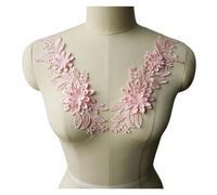Lot de 2 appliques en tissu à fleurs 3D brodées coudre for robe, col, décoration mariage, DIY Décoratifs Brodés(Light pink)