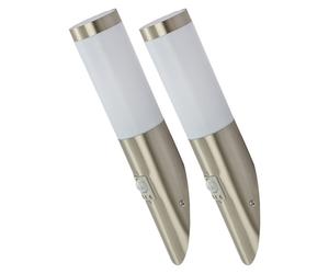 Lot de 2 appliques extérieures détecteur de mouvement applique murale lampe torche inox porte d'entrée maison éclairage mural 7.6x41x20cm