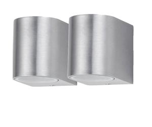 Lot de 2 appliques extérieures LED ALU éclairage jardin façades terrasses down spots brossé