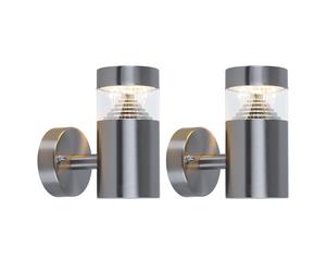 Lot de 2 appliques extérieures LED spot extérieur torche inox applique porte d'entrée éclairage d'entrée, 12x LED SMD 7 watts 450 lumens blanc chaud, LxlxH 7,6x14x15,5cm