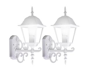 Lot de 2 appliques LED façades lanternes ALU éclairage extérieur maison de campagne lampes de terrasse blanc
