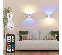 Lot de 2 appliques LED intérieures LuminexDesigns, rechargeables, dimmables, sans fil avec télécommande, rotatives à 360°, pour salon, chambre, escaliers