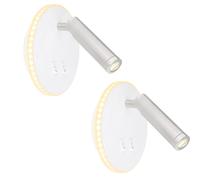 Lot de 2 appliques LED, lampe de salon, spot orientable, blanc, métal, D 14,6 cm