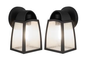 Lot de 2 appliques LED lanternes d'extérieur éclairage de façade ALU verre jardin cour lumières noir