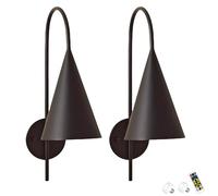Lot de 2 appliques murales contemporaines minimalistes à piles, appliques murales d'intérieur LED noir mat, appliques câblées à intensité variable, sans fil pour salon, chambre à coucher