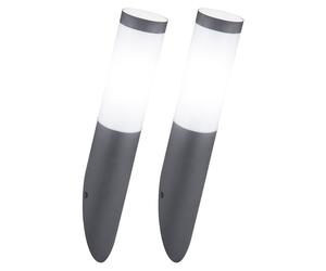 Lot de 2 appliques murales d'extérieur façades lampe torche de jardin INOX anthracite dans un set comprenant des ampoules LED