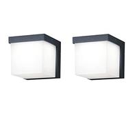 Lot de 2 appliques murales d'extérieur LED rectangulaires en aluminium anthracite - Éclairage extérieur polyvalent pour la maison et le jardin