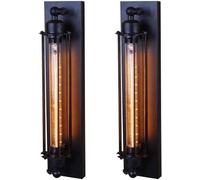 Lot de 2 Appliques murales industrielles rétro en métal Noir Mat, Style Ferme, rustiques, compatibles avec Porche, Balcon, Patio, Porte, allée, Garage, Lustre Suspendu au Plafond