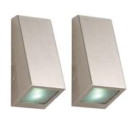 Ensemble de 2 appliques murales intelligentes en acier inoxydable avec application de commande vocale pour éclairage extérieur dans un ensemble comprenant des ampoules LED RVB