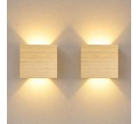 Lot de 2 Appliques Murales Intérieures Bois Aluminium 7W 3000K Blanc Chaud | JaneYi Lampe Murale Éclairage Haut et Bas Luminaire Mural Interieur LED pour Couloir Escalier Salon Chambre