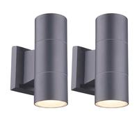Lot de 2 appliques murales, lampes d'extérieur, lampes de jardin, Up Down, anthracite, verre, IP44